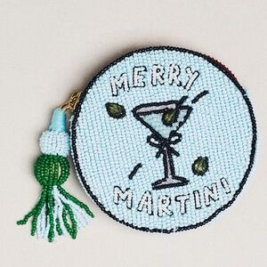 ❤️ ANTHROPOLOGIE NEPHTHYS BEADED ROUND MERRY MARTINI COIN PURSE BAG NEW